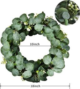 img 2 attached to 🌿 Eucalyptus Wreath, 18'' Front Door Outdoor Spring Summer All Seasons, Green Greenery Artificial Farmhouse Wreath Home Wall Hanging Plant Decor with Rose Gold Balloons Kit - FTaXIV