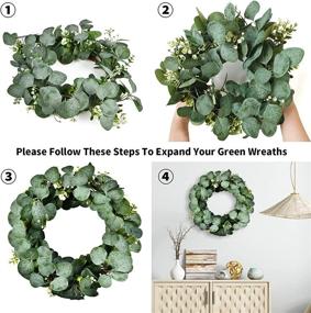 img 3 attached to 🌿 Eucalyptus Wreath, 18'' Front Door Outdoor Spring Summer All Seasons, Green Greenery Artificial Farmhouse Wreath Home Wall Hanging Plant Decor with Rose Gold Balloons Kit - FTaXIV