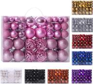 🎄 mekiyo 100pcs pink christmas ball plating ornaments set - shatterproof xmas tree decorations with hanging hoop for seasonal holiday wedding party decoration логотип