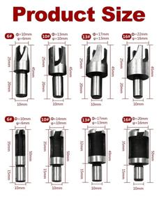 img 3 attached to Rocaris 8pcs Wood Plug Cutter Drill Bit Set - Straight and Tapered Cutting Tools for Cork and Woodworking - 6mm, 10mm, 13mm, 16mm Sizes