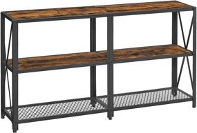 img 4 attached to 🏭 VASAGLE 55-Inch Console Table: Extra Long 3-Tier Entryway Table with Metal Frame and X-Shaped Design - Industrial Style, Rustic Brown and Black ULNT071B01