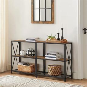 img 3 attached to 🏭 VASAGLE 55-Inch Console Table: Extra Long 3-Tier Entryway Table with Metal Frame and X-Shaped Design - Industrial Style, Rustic Brown and Black ULNT071B01