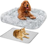 🐾 boldeed plush pet bed: rectangle dog beds for medium dogs & cats - cooling mat in light grey for all seasons logo