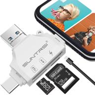 📱 4-in-1 portable sd/micro sd card reader: compatible with iphone, ipad, android, mac, computer, camera - tf and sd card adapter &amp; trail camera viewer logo