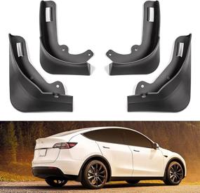 img 4 attached to 🚗 Грязезащиты Xipoo для Tesla Model Y: крыло защиты от брызг - аксессуары для крыльев - 4 шт - не требуется сверление отверстий