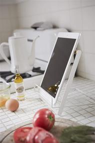 img 2 attached to 📚 Yamazaki Home Tablet Cookbook Stand: Convenient Kitchen Recipe Holder for Countertops - White, One Size