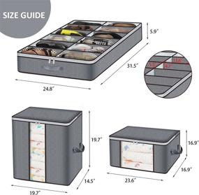 img 3 attached to 👟 LIZCOM 2 Pack Under Bed Shoe Storage Organizer & 4 Pack Clothes Storage Bag - Large Capacity for Shoes, Comforters, Blankets, Bedding - Foldable Container with Thick Fabric, Sturdy Zipper - Grey