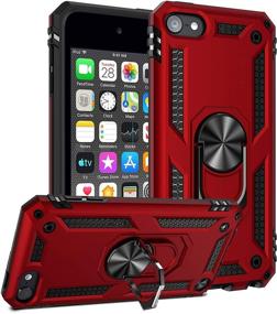img 4 attached to ULAK iPod Touch Case - Hybrid Rugged Shockproof Cover with Kickstand (Red) - 7th/6th/5th Generation