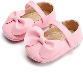 img 3 attached to Soft Sole Leather T-Strap Mary Jane Shoes for Baby Girls - Ideal for Prewalkers and Toddlers