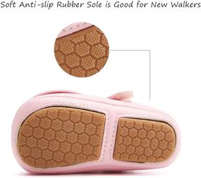 img 1 attached to Soft Sole Leather T-Strap Mary Jane Shoes for Baby Girls - Ideal for Prewalkers and Toddlers