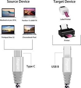 img 1 attached to 🔌 Fasgear 6ft USB C to USB B Кабель: Премиумный кабель из плетеного нейлона с металлическим разъемом для принтеров и сканеров для MacBook Pro, AiO, Brother, HP, Canon, Samsung и других (1.8м, серый)