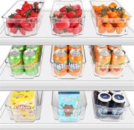 📦 herkka 9 pack clear plastic food storage organizer bins with handle - ideal for freezer, cabinet, fridge, pantry organization and storage - bpa free, 12.5" long логотип