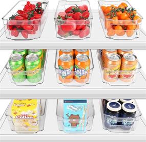 img 4 attached to 📦 HERKKA 9 Pack Clear Plastic Food Storage Organizer Bins with Handle - Ideal for Freezer, Cabinet, Fridge, Pantry Organization and Storage - BPA Free, 12.5" Long