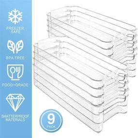 img 3 attached to 📦 HERKKA 9 Pack Clear Plastic Food Storage Organizer Bins with Handle - Ideal for Freezer, Cabinet, Fridge, Pantry Organization and Storage - BPA Free, 12.5" Long