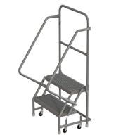 🔒 tri-arc kdsr102242 2-step steel rolling warehouse ladder with handrails, 24-inch wide grip-strut tread - enhanced for seo logo