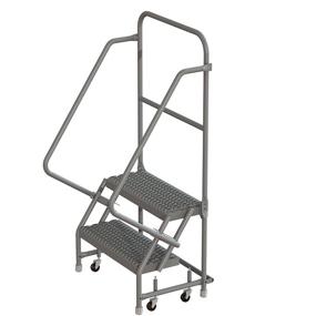 img 2 attached to 🔒 Tri-Arc KDSR102242 2-Step Steel Rolling Warehouse Ladder with Handrails, 24-Inch Wide Grip-Strut Tread - Enhanced for SEO