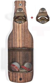 img 4 attached to 🍺 SUDOKU Vintage Wooden Bottle Opener Wall Mount with Cap Catcher - Ideal for Beer Enthusiasts