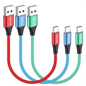 img 4 attached to Компактный и прочный: набор из 3 штук коротких USB C кабелей длиной 1 фут для быстрой зарядки - совместимый с Samsung Galaxy, LG, Power Bank и устройствами Type C