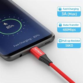 img 3 attached to Компактный и прочный: набор из 3 штук коротких USB C кабелей длиной 1 фут для быстрой зарядки - совместимый с Samsung Galaxy, LG, Power Bank и устройствами Type C