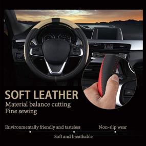 img 3 attached to 🚗 Coofig Car Steering Wheel Cover: Durable PU Leather, Universal 15 inch Fit, Anti Slip, Breathable - Ideal for Men and Women