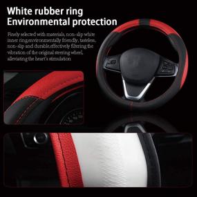 img 1 attached to 🚗 Coofig Car Steering Wheel Cover: Durable PU Leather, Universal 15 inch Fit, Anti Slip, Breathable - Ideal for Men and Women