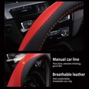 img 2 attached to 🚗 Coofig Car Steering Wheel Cover: Durable PU Leather, Universal 15 inch Fit, Anti Slip, Breathable - Ideal for Men and Women
