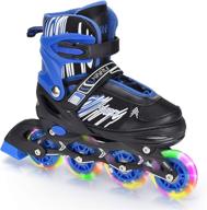 🛼 adjustable trosetry inline skates with light up wheels - ideal for kids, teens, girls, boys, and beginners (large, blue) logo