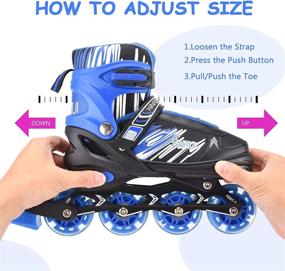 img 2 attached to 🛼 Adjustable Trosetry Inline Skates with Light Up Wheels - Ideal for Kids, Teens, Girls, Boys, and Beginners (Large, Blue)