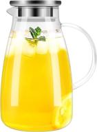 🥛 dykl glass pitcher - 68 ounces, drip-free stainless steel lid, heat resistant borosilicate glass water pitcher for deposit, juice, milk, cold or hot beverages logo