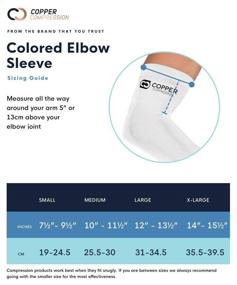 img 3 attached to 👕 Copper Compression Copper + Zinc Elbow Sleeve: The Ultimate Support for Workouts, Golfers & Tennis Elbow, Arthritis & Tendonitis - Fit for Men and Women (White - Medium)