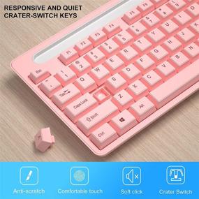 img 1 attached to 💕 MageGee V620 Pink Wireless Keyboard and Mouse Combo - 2.4GHz Slim Ergonomic Quiet Set with USB Receiver - Full Size, with Number Pad - Ideal for Windows/Computer/PC/Laptop/Desktop