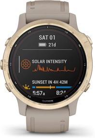 img 3 attached to 🌞 Garmin Fenix 6S Pro Solar Women's Adventure Premium Multisport GPS Smartwatch + Wearable4U Ultimate Black Earbuds & Charging Power Bank Case Bundle (Light Gold w/Light Sand Band)