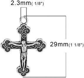 img 2 attached to 🔔 JGFinds Cross Crucifix Charm Pendants - 100 Pack, DIY Jewelry Making Supplies - Antiqued Silver Tone, Two Sizes of 50 Each: 1 1/8" x 7/8" and 7/8" x 5/8