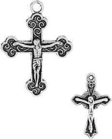 img 3 attached to 🔔 JGFinds Cross Crucifix Charm Pendants - 100 Pack, DIY Jewelry Making Supplies - Antiqued Silver Tone, Two Sizes of 50 Each: 1 1/8" x 7/8" and 7/8" x 5/8