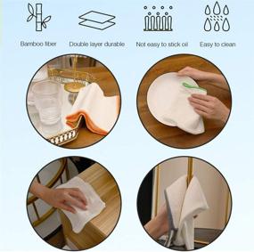 img 4 attached to 🧼 Премиум 100% бамбуковые кухонные тряпки для посуды - сверхпрочные моющие тряпочки, белые полотенца и тряпки (12 х 12 дюймов), превосходящие хлопок - белый 1 пакет.