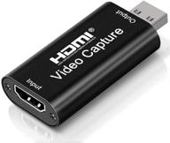 🎥 улучшенная картa захвата hdmi для получения высокой четкости, прямых трансляций, игр, стриминга, обучения и т.д. 1080p 60fps, hdmi в usb, запись через dslr-камеру или экшн-камеру (черная) логотип