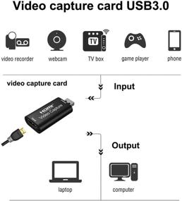 img 1 attached to 🎥 Улучшенная картa захвата HDMI для получения высокой четкости, прямых трансляций, игр, стриминга, обучения и т.д. 1080p 60fps, HDMI в USB, запись через DSLR-камеру или экшн-камеру (черная)