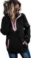 🧥 aqothes women's loose casual sherpa fleece pullover sweatshirt with zipper, pockets, and outwear design logo