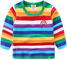 img 4 attached to 🌈 Mud Kingdom Boys Rainbow Stripe T-Shirts