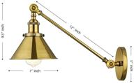 🔦 light up your space with the litfad adjustable arm wall light fixtures brass finish 1 light wall sconce - industrial swing arm wall lamp mounted lighting fixture with cone shade library light brass логотип