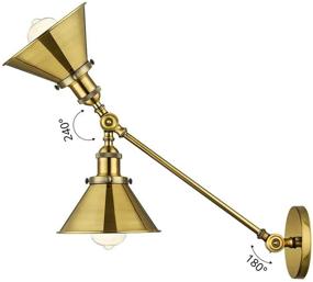 img 2 attached to 🔦 Light up your space with the LITFAD Adjustable Arm Wall Light Fixtures Brass Finish 1 Light Wall Sconce - Industrial Swing Arm Wall Lamp Mounted Lighting Fixture with Cone Shade Library Light Brass