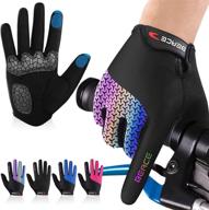 beace cycling gloves for women - colorful night glow | touch screen | full finger bike gloves for road and mountain biking | anti-slip silicone palm логотип