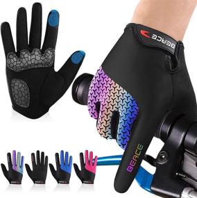 img 4 attached to BEACE Cycling Gloves for Women - Colorful Night Glow | Touch Screen | Full Finger Bike Gloves for Road and Mountain Biking | Anti-Slip Silicone Palm