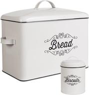 🍞 large rustic farmhouse bread box for kitchen countertop - white metal bread container with matching biscuit tin - stylish farmhouse bread boxes for kitchen counter логотип