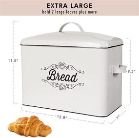 img 3 attached to 🍞 Large Rustic Farmhouse Bread Box for Kitchen Countertop - White Metal Bread Container with Matching Biscuit Tin - Stylish Farmhouse Bread Boxes for Kitchen Counter