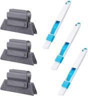 🧹 effortlessly clean window groove tracks with the 6pcs magic brush set - perfect for kitchen and bathroom gaps (gray, blue) logo