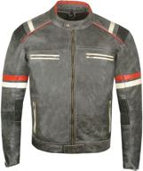 💪 stylish and protective: men's vintage cafe racer motorcycle distressed leather armor biker jacket l logo