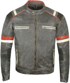 img 4 attached to 💪 Stylish and Protective: Men's Vintage Cafe Racer Motorcycle Distressed Leather Armor Biker Jacket L