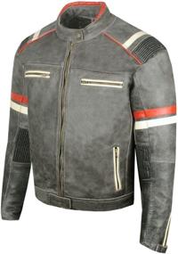 img 3 attached to 💪 Stylish and Protective: Men's Vintage Cafe Racer Motorcycle Distressed Leather Armor Biker Jacket L