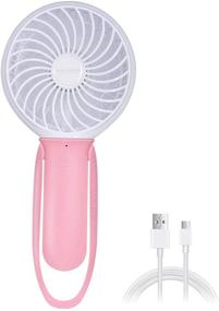 img 4 attached to MATEPROX Silicone Handheld Fan - Battery Operated Mini Fan with LED light and USB Charging - Portable Travel Fan for Home, Office, Outdoor Activities, Camping (Pink)